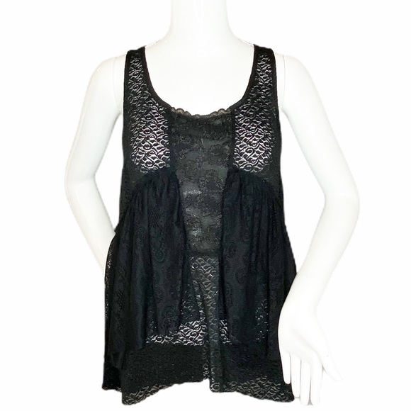 Free People Tops - Free People Black Layered Lace Tank- XS